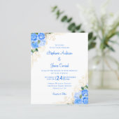 Budget Floral Watercolor Blue Wedding Einladung (Stehend Vorderseite)