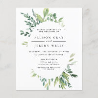 Budget Floral Wedding Einladung Flyer