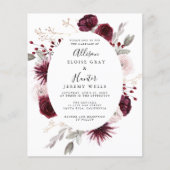 Budget Floral Wedding Einladung Flyer (Vorne)