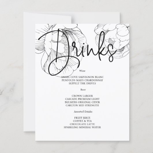 Budget Floral WEDDING MENU. Flyer (Rückseite)