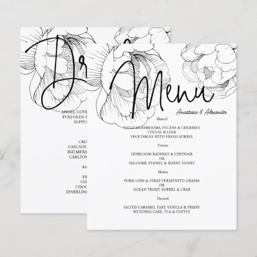 Budget Floral WEDDING MENU. Flyer (Vorne/Hinten)