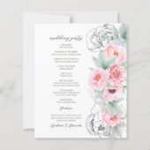 Budget Floral Wedding Programm Karte. (Rückseite)