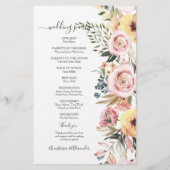 Budget Floral Wedding Programm Karte. Flyer (Hinten)