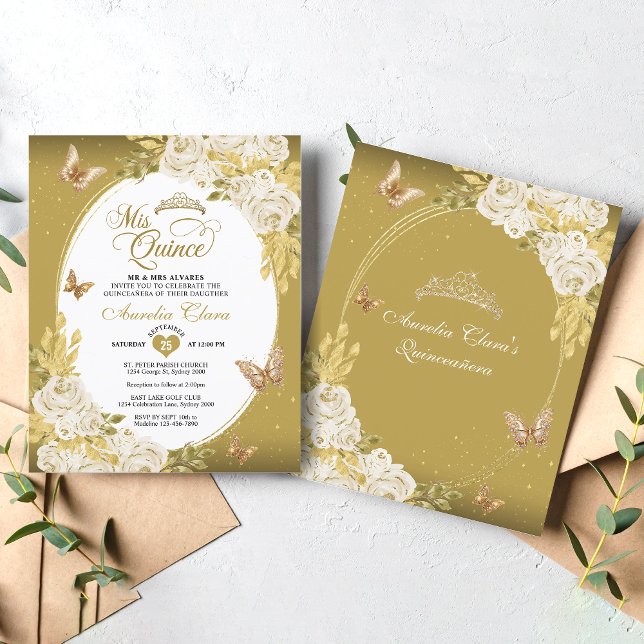 BUDGET Floral White Gold Tiara Mis Quinceañera (Von Creator hochgeladen)