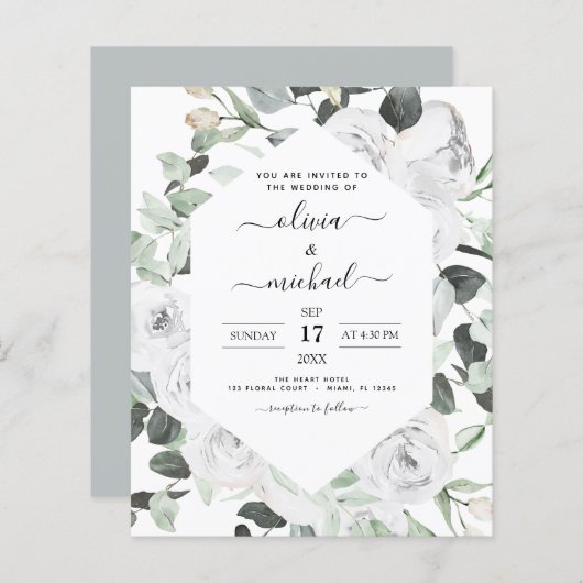 Budget Floral White Roses Eucalyptus Wedding (Vorne/Hinten)