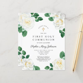 Budget Floral White Roses Girl First Communation