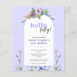 Budget Florals Lavender Birthday Einladung Flyer