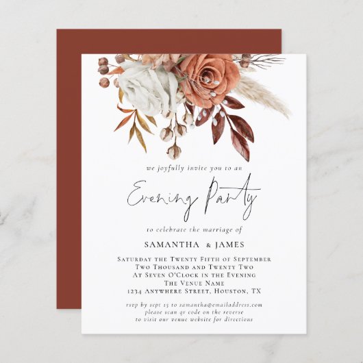 Budget Florals QR Code Wedding Abend Party (Vorne/Hinten)