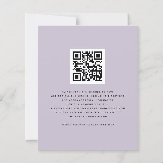 BUDGET Florals Scribbly QR Code Wedding RSVP (Rückseite)
