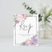BUDGET Florals Scribbly QR Code Wedding RSVP (Stehend Vorderseite)