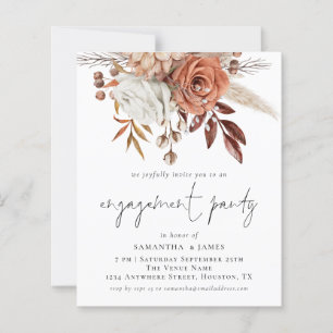 Budget Florals Terracotta Engagement Party einlade