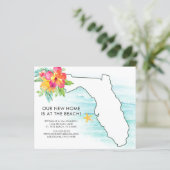 Budget Florida Map Floral New Address Card (Stehend Vorderseite)