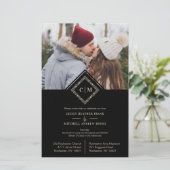 Budget Flourish Black Luxury Wedding Initials (Stehend Vorderseite)