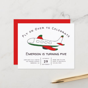 Budget Fly on Over Airplane Birthday Einladung