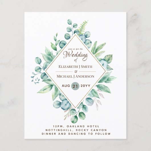 Budget FLYER Paper Greenery Eukalyptus Wedding (Vorne)