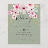 BUDGET Flyer Paper Sage Pink Floral Wedding (Vorne)