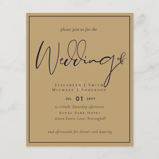 BUDGET FLYER Paper Wedding Gold Navy (Vorne)