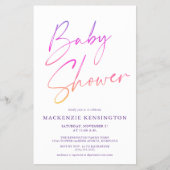 Budget FLYER Rainbow Einfache Script Baby Dusche (Vorne)