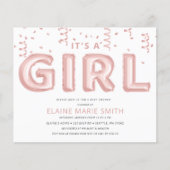 Budget Foil Balloons Girl Baby Shower Einladung (Vorderseite)