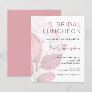 Budget Foliage Dusty Rose Bridal Dusche Einladung