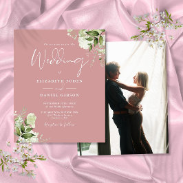Budget Foliage Dusty Rose Foto Einladung Hochzeit