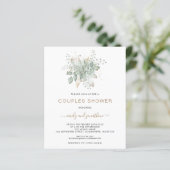 Budget Foliage Gold Sage Couples Dusche Einladung (Stehend Vorderseite)