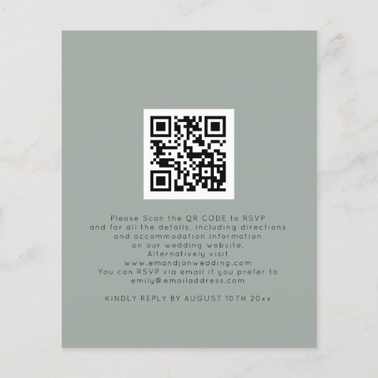 Budget Foliage Gold Sage QR Code Einladung (Rückseite)