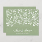 Budget Foliage Green White Script Vielen Dank (Vorne/Hinten)