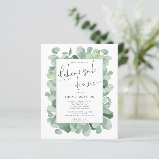 Budget Foliage Hochzeit Probe Dinner Einladung (Stehend Vorderseite)