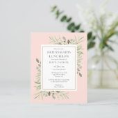 Budget Foliage Pink Bridesmaids Luncheon Einladung (Stehend Vorderseite)