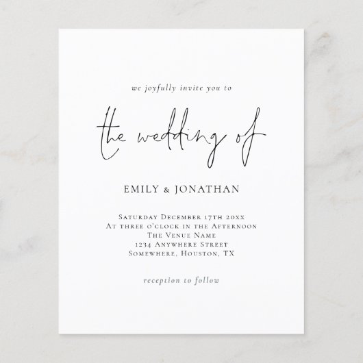 Budget Foliage Script Weihnachtsfeier Einladung (Rückseite)