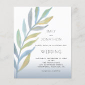 Budget Foliage Sea Glass Blue Wedding Einladung (Vorderseite)