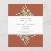 Budget Foliage Terracotta Wedding Foto Einladung (Vorderseite)