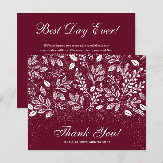 Budget Foliage White Script Burgundy Vielen Dank (Vorne/Hinten)