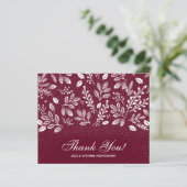 Budget Foliage White Script Burgundy Vielen Dank (Stehend Vorderseite)