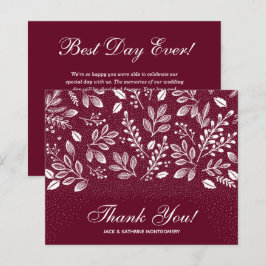 Budget Foliage White Script Burgundy Vielen Dank