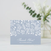 Budget Foliage White Script Dusty Blue Vielen Dank (Stehend Vorderseite)