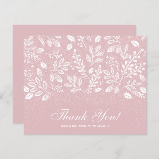 Budget Foliage White Script Dusty Rose Danke (Vorne/Hinten)