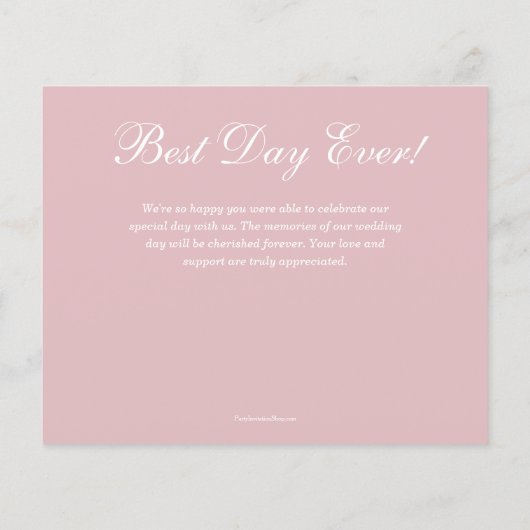 Budget Foliage White Script Dusty Rose Danke (Rückseite)