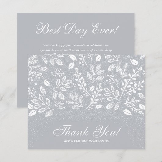 Budget Foliage White Script Gray Vielen Dank (Vorne/Hinten)