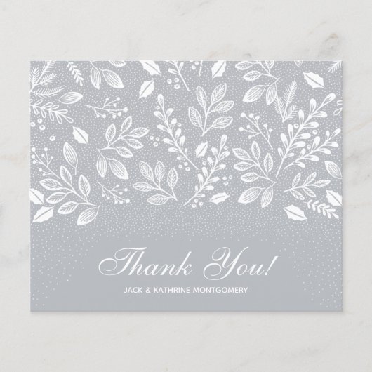 Budget Foliage White Script Gray Vielen Dank (Vorderseite)