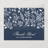 Budget Foliage White Script Navy Blue Vielen Dank (Vorderseite)