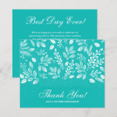 Budget Foliage White Script Sea Glass Vielen Dank (Vorne/Hinten)