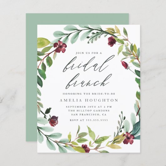 Budget Foliage Wreath Handgeschriebener Bridal Bru (Vorne/Hinten)