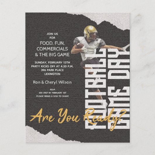 Budget Football Player Game Day Black lädt ein (Vorderseite)