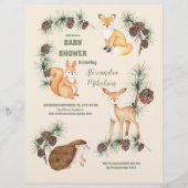 Budget Forest Friends & Woodland Baby Dusche Flyer (Vorne)