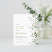 Budget Forest Greenery Bridal Dusche Einladung (Stehend Vorderseite)