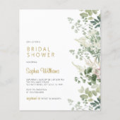 Budget Forest Greenery Bridal Dusche Einladung (Vorderseite)