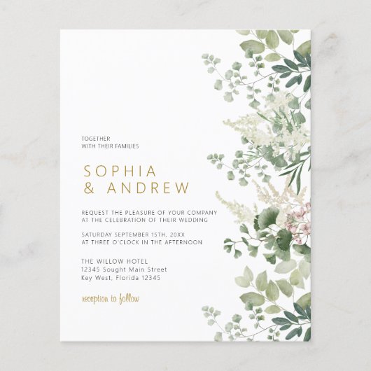Budget Forest Greenery Wedding Invitation (Vorderseite)