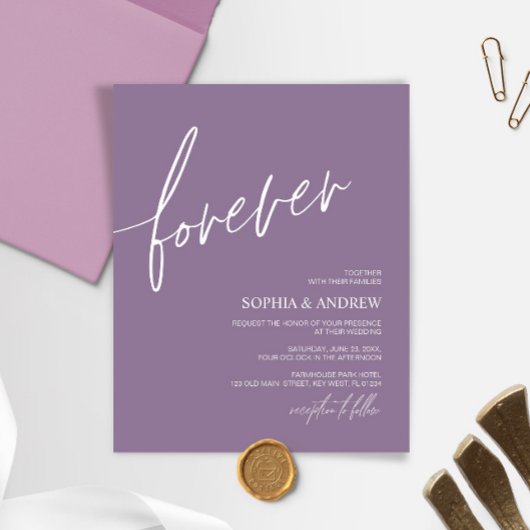 Budget Forever Dusty Lila Hochzeitseinladung